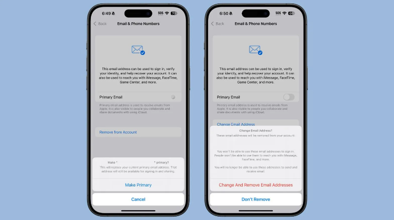 离石苹果手机维修分享苹果 iOS 18.1 支持设置“主要”邮箱地址并更改 iCloud 邮箱 